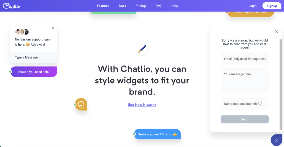 Screenshot of the Chatlio live chat interface